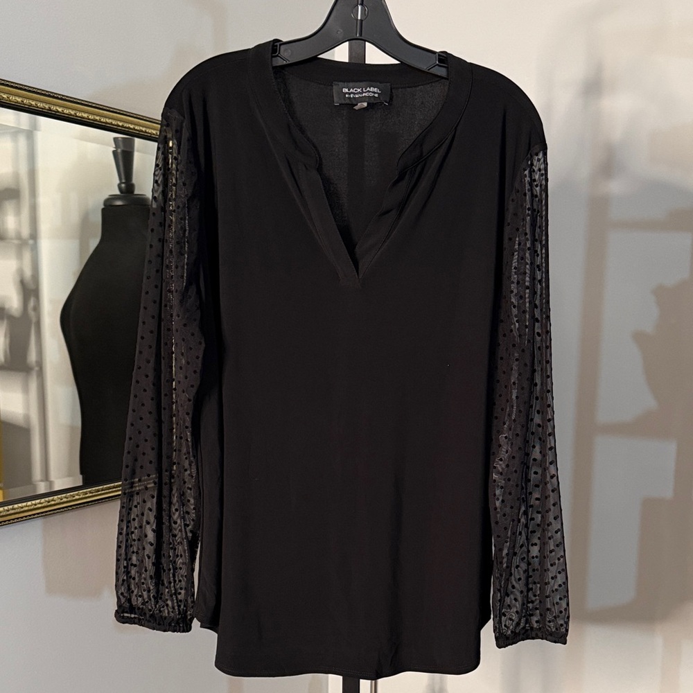 SALE: Black Sheer Sleeve Top